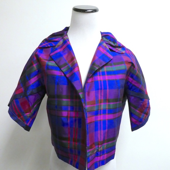 NEW MARISA BARATELLI THAI SILK BOLERO cropped JACKET blue black purple 6